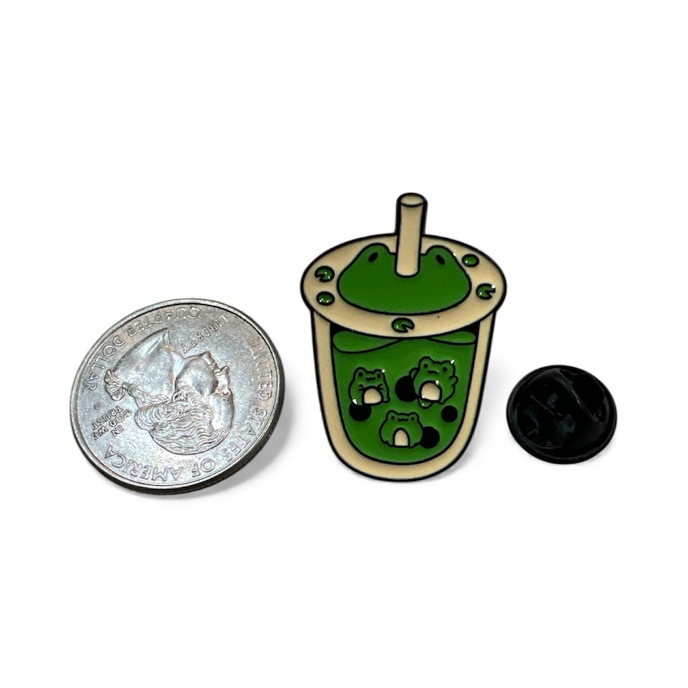 Frog Boba Tea Enamel Pin – Cute Frog/Toad Design – NWT - Picture 2 of 3